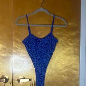 Royal Blue Leopard Print 2pc Bodysuit